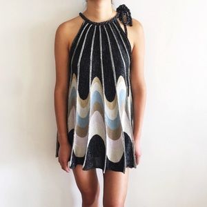[m missoni] glittery knit halter swing mini dress